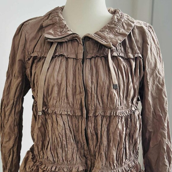 ZARA Woman Dusty Rose Crinkled Sculptural Tiered Jacket with Gathers – US M - Picture 3 of 10